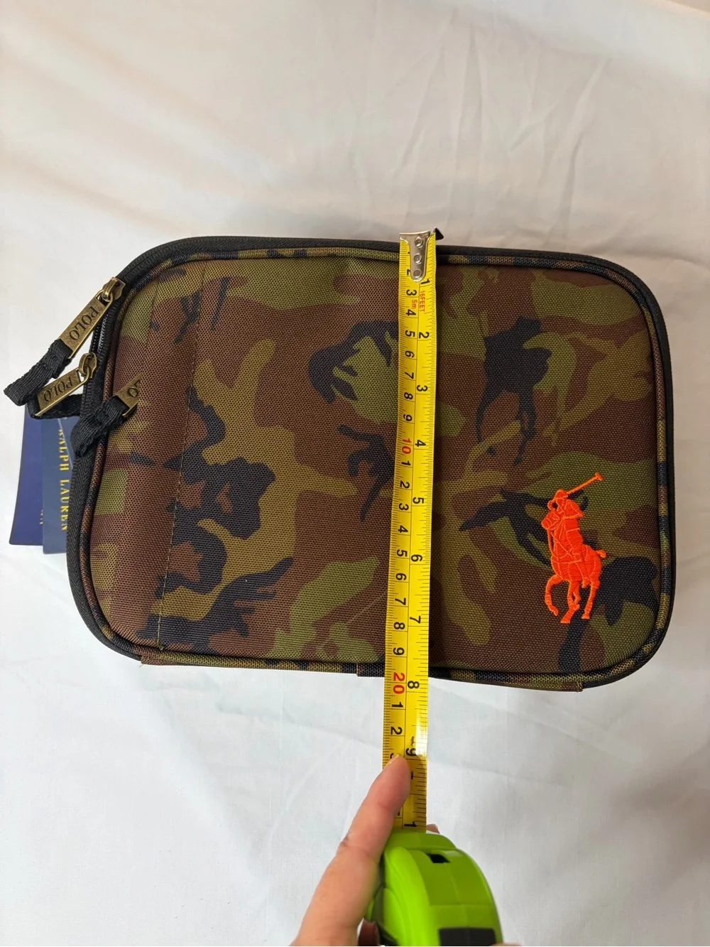 Polo Ralph Lauren Olive and Brown Camo Lunch Bag Tote Bag Orange Pony Insulated